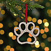 2.5" Silver-Plated Paw Print Christmas Ornament with European Crystals Image 1