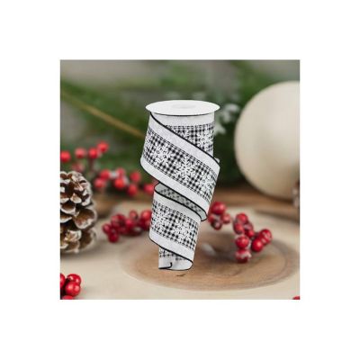 2.5" Snowflakes Check Ribbon: White (10 Yards) Image 2