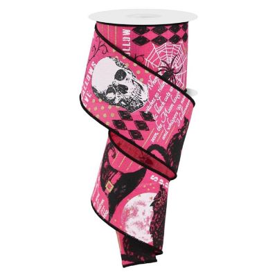 2.5" Vintage Halloween Ribbon: Pink (10 Yards) Image 1