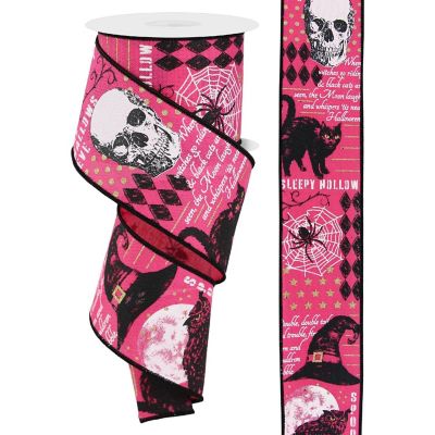 2.5" Vintage Halloween Ribbon: Pink (10 Yards) Image 2