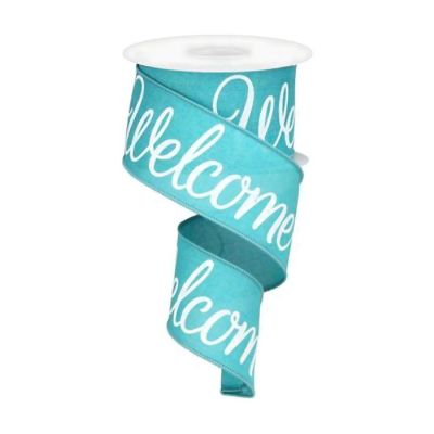 2.5" Welcome Royal Ribbon: Light Teal (10 Yards) Image 1
