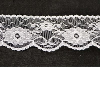 2.5" x 200 Yards White Flat Lace Trim Roll Image 1