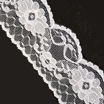 2.5" x 200 Yards White Flat Lace Trim Roll Image 1