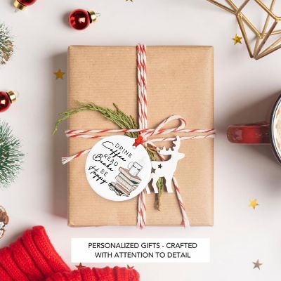 2.8" Ceramic Ornament, Coffee Read Books Image 1