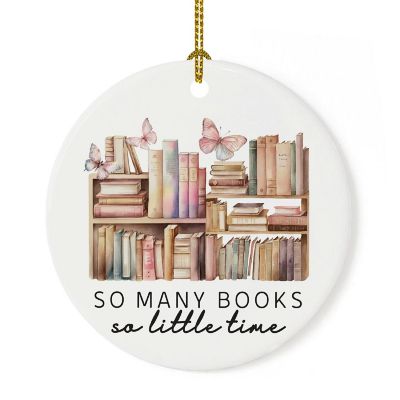 2.8" Ceramic Ornament, So Many Books Image 2