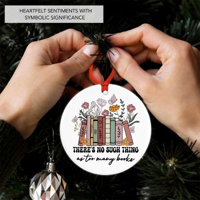 2.8" Ceramic Ornament, Too Many Books Image 1