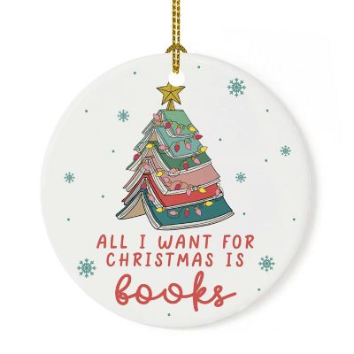 2.8" Ceramic Ornament, Xmas Book Wish Image 2
