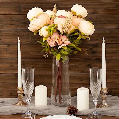 2 Bouquets 19 in Artificial Peony Flowers Silk Floral Bushes Image 1