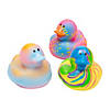 2" Bright Colors &amp; Patterns Psychedelic Rubber Ducks - 12 Pc. Image 1