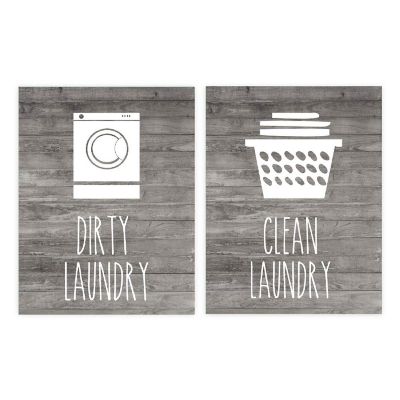 2 Clean vs Dirty Laundry Signs 8.5x11in Image 1