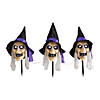 2 Ft. Light-Up Witch Head Yard Stake Halloween Decorations - 3 Pc. Image 1