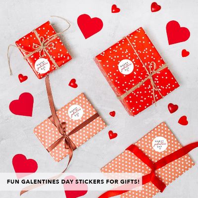 2'' Galentines Classic Red White Stickers Image 1