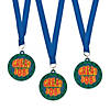 2" Great Job Multicolor Rubber Medals with Blue Ribbon - 12 Pc. Image 1