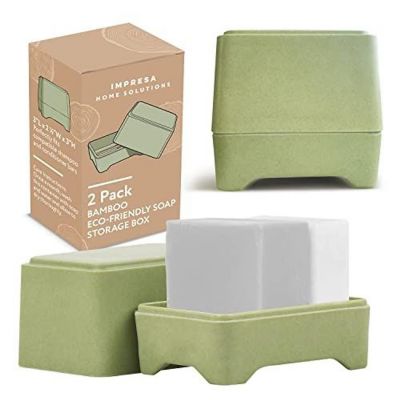 [2 Pack] Bamboo Soap Holder fits Ethique Shampoo &amp; Conditioner Bars - Quick Drying - Compostable Sugarcane Image 1