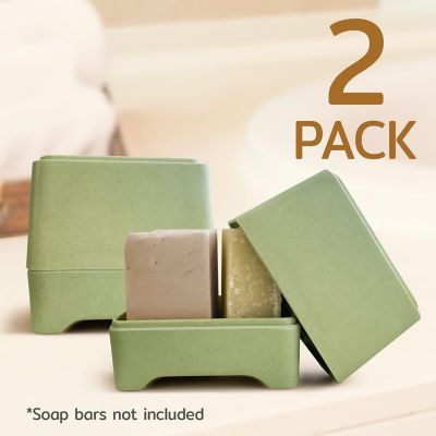 [2 Pack] Bamboo Soap Holder fits Ethique Shampoo &amp; Conditioner Bars - Quick Drying - Compostable Sugarcane Image 3