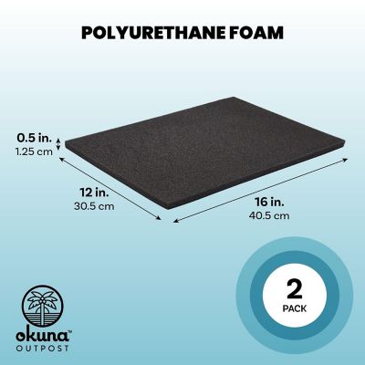 2-Pack Packing Foam Sheets - 16x12x0.5 Customizable Polyurethane Insert Pads for Tool Case Cushioning, Crafts (Black) Image 2