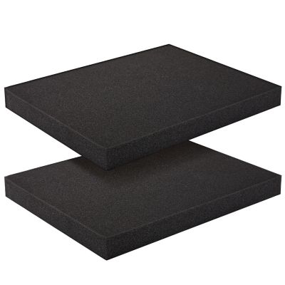 2-Pack Packing Foam Sheets - 16x12x1.5 Customizable Polyurethane Insert Pads for Tool Case Cushioning, Crafts (Black) Image 1