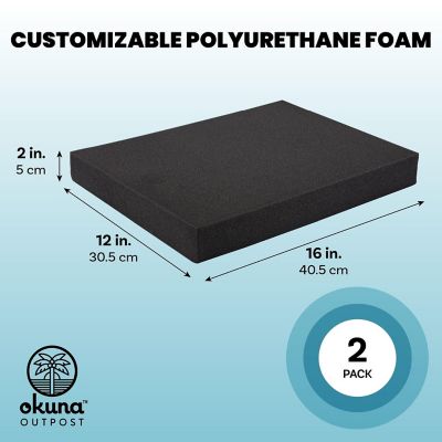 2-Pack Packing Foam Sheets - 16x12x2 Customizable Polyurethane Insert Pads for Tool Case Cushioning, Crafts (Black) Image 3