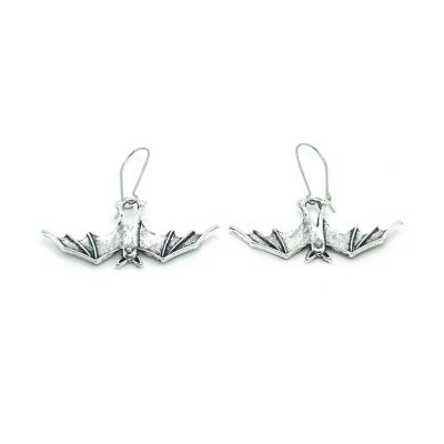 2 Pack Silver Bat Halloween Earrings Image 1
