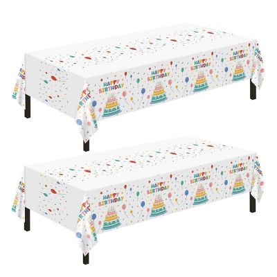 2 PCS Disposable Rectangular Tablecloths, Waterproof Plastic Tablecloths for Birthday Parties Image 1
