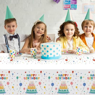 2 PCS Disposable Rectangular Tablecloths, Waterproof Plastic Tablecloths for Birthday Parties Image 2