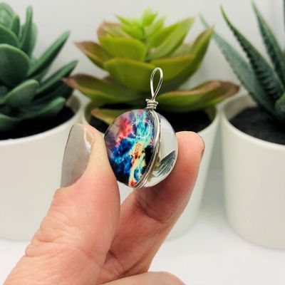 2 Pcs Glass Galaxy Nebula Pendant Charms Image 2
