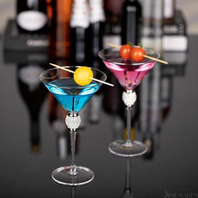 2 Piece Martini Glasses with Silver Rim Image 1
