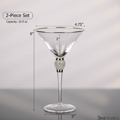 2 Piece Martini Glasses with Silver Rim Image 2