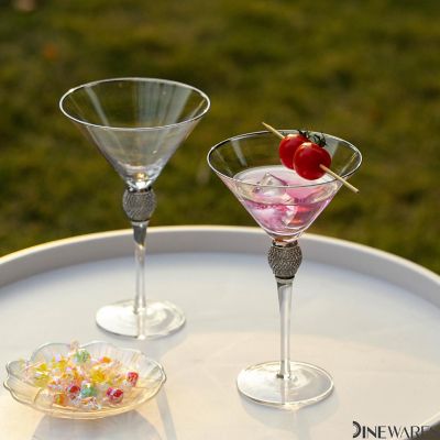 2 Piece Martini Glasses with Silver Rim Image 3