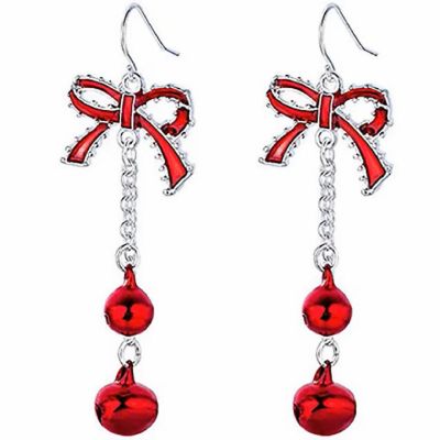 2 Sets Red Christmas Ribbon Earrings Image 1