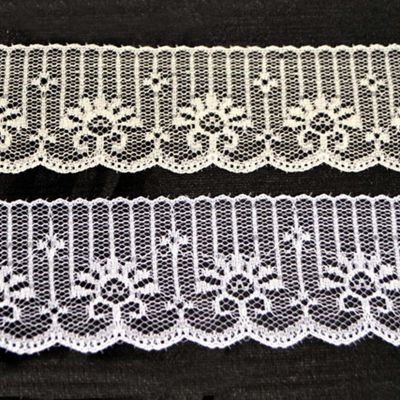 2" Wide x 300 Yards Flat Ivory Lace Trim Roll Image 1