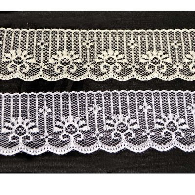 2" Wide x 300 Yards Flat White Lace Trim Roll Image 1
