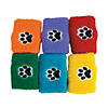 2" x 2 3/4" Paw Print Red, Green & Blue Polyester Wristbands - 12 Pc. Image 1