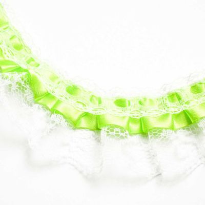 2" x 50 Yards Apple Green Ruffled Lace Trim Image 1