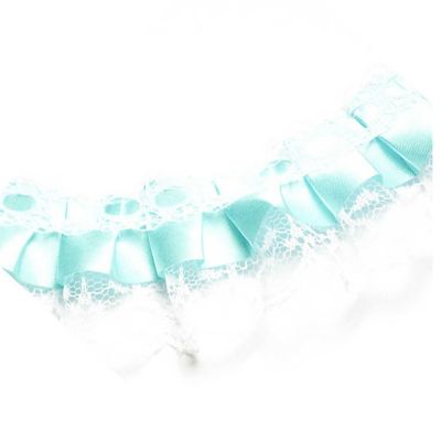 2" x 50 Yards Aqua Ruffled Lace Trim Image 2