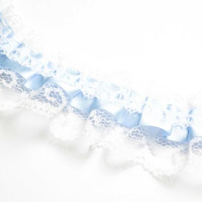 2" x 50 Yards Blue Ruffled Lace Trim Image 1