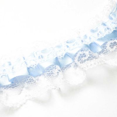 2" x 50 Yards Blue Ruffled Lace Trim Image 2