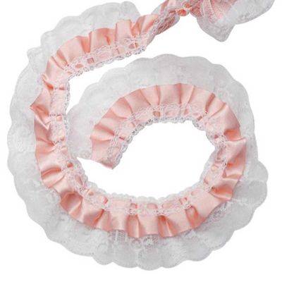 2" x 50 Yards Blush Ruffled Lace Trim Image 1