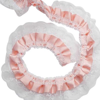 2" x 50 Yards Blush Ruffled Lace Trim Image 2