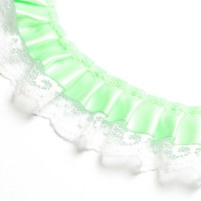 2" x 50 Yards Mint Ruffled Lace Trim Image 2