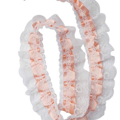 2" x 50 Yards Peach Ruffled Lace Trim Image 1