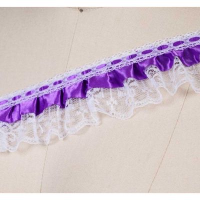 2" x 50 Yards Purple Ruffled Lace Trim Image 1