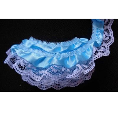 2" x 50 Yards Turquoise Ruffled Lace Trim Image 1