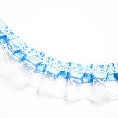 2" x 50 Yards Turquoise Ruffled Lace Trim Image 2