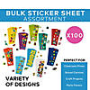 2" x 6" Bulk 100 Pc. Everyday Fun Paper Sticker Sheet Assortment Image 1