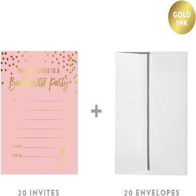 20 B.Pink/Gold Bachelorette Invitations Image 1