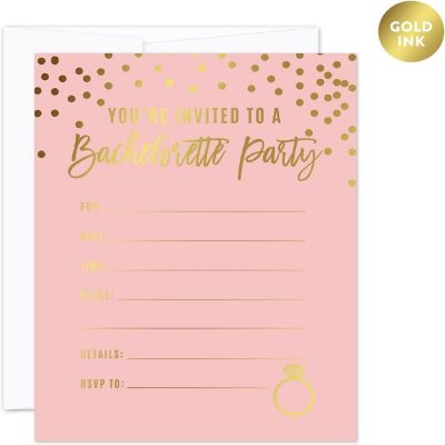 20 B.Pink/Gold Bachelorette Invitations Image 1