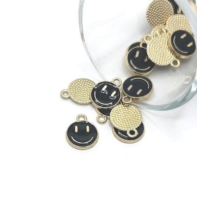 20 Black Smiley Face Charms Image 1