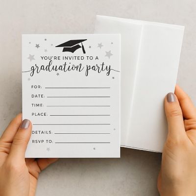 20 Black/White Graduation Invitations Image 1