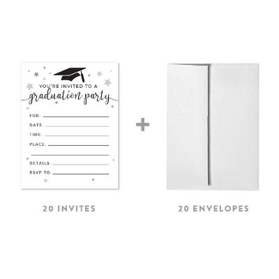 20 Black/White Graduation Invitations Image 1